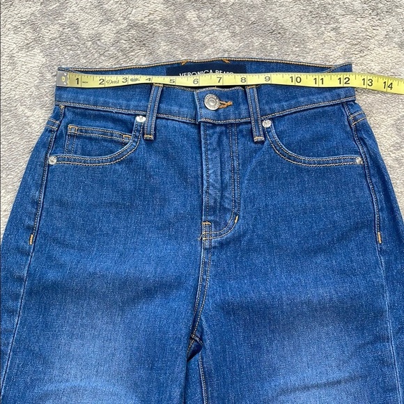 New Veronica Beard Carly Kick Flare Crop High Rise Jeans Cornflower Blue Sz 23 - Picture 7 of 11